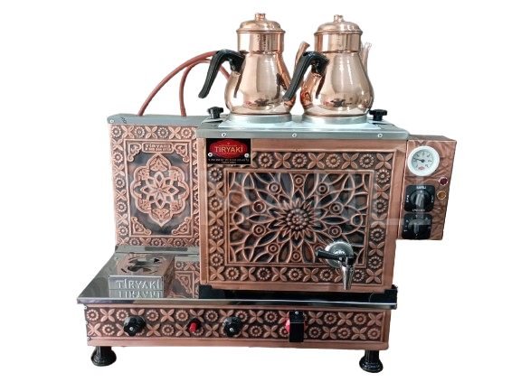 Tiryaki 2 Demlikli Bakır Tam Otomatik Çay Kazanı GAZ+ELK