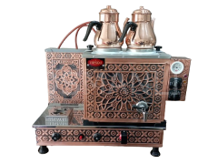 2 Demlikli Bakır Tam Otomatik Çay Kazanı GAZ+ELK