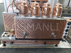 Sistem 4 Demlikli Bakır Tam Otomatik Çay Kazanı GAZ+ELK