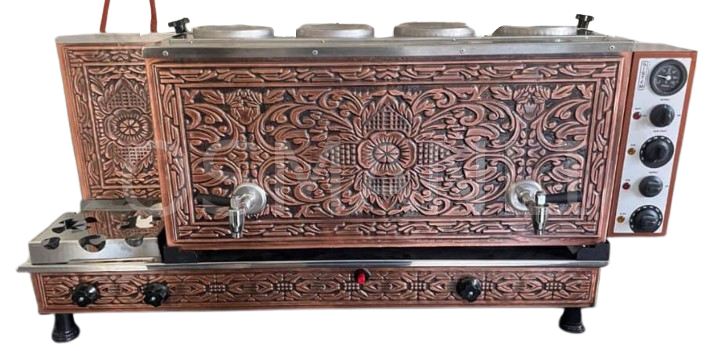 Sistem 4 Demlikli Bakır Tam Otomatik Çay Kazanı GAZ+ELK