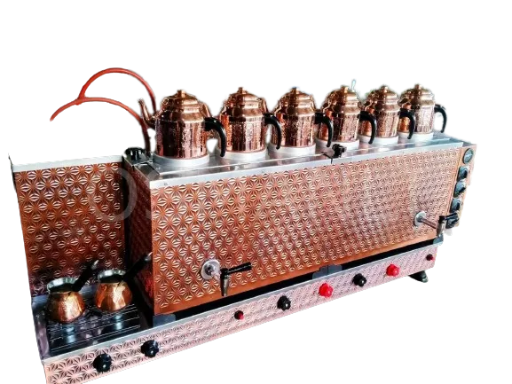 6 Demlikli Bakır Tam Otomatik Çay Kazanı GAZ+ELK