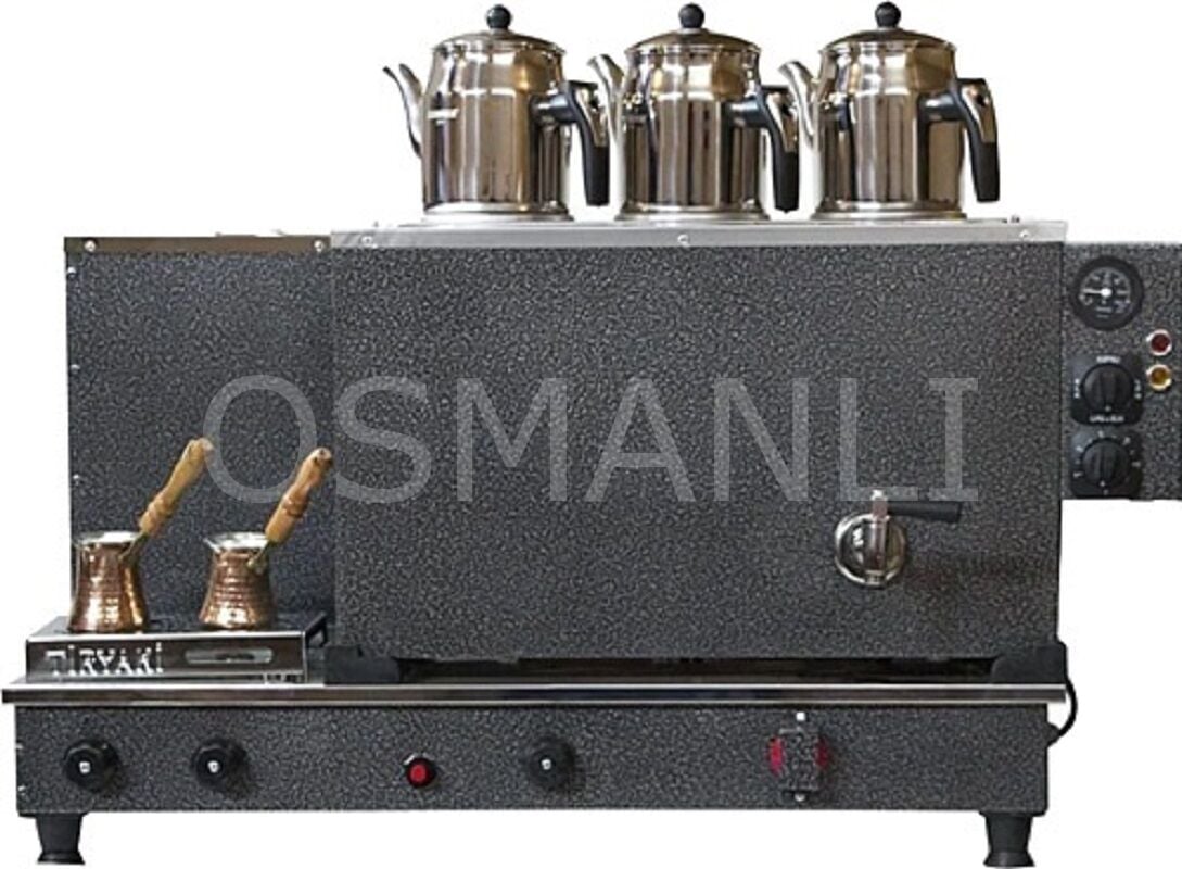 Tiryaki 3 Demlikli GRİ Tam Otomatik Çay Kazanı GAZ+ELK