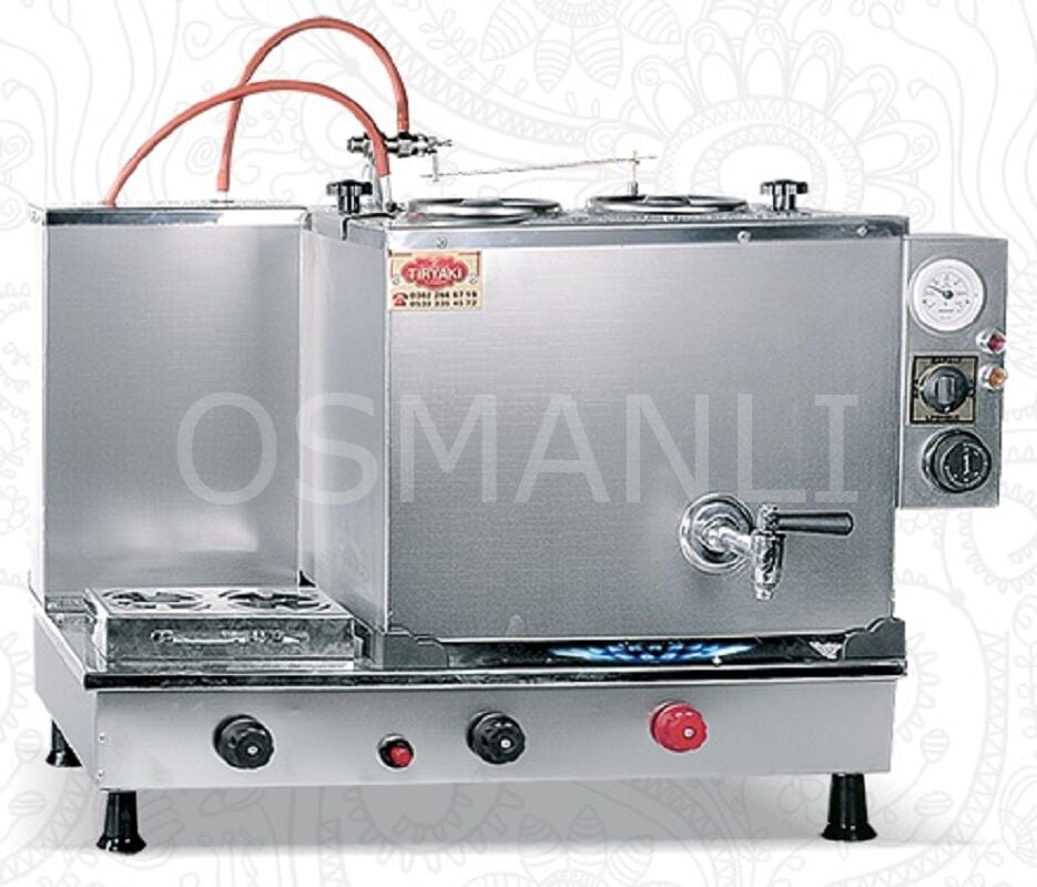 Tiryaki 2 Demlikli İnoks Tam Otomatik Çay Kazanı GAZ+ELK