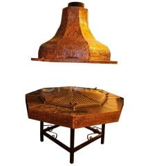 Osmanlı Sekizgen Bakır Mangalbaşı Masa Izgara Davlumbaz Ocakbaşı Tam Takım