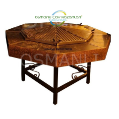 Osmanlı Sekizgen Bakır Mangalbaşı Masa Izgara Davlumbaz Ocakbaşı Tam Takım