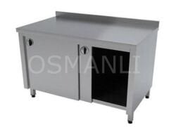 KAPALI PASLANMAZ TEZGAH - MUTFAK ÇALIŞMA TEZGAHI SÜRGÜLÜ KAPAKLI