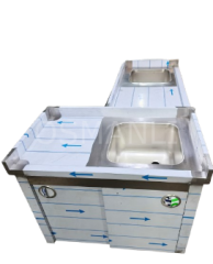 Osmanlı EVYELİ KAPALI PASLANMAZ TEZGAH - LAVABOLU MUTFAK ÇALIŞMA TEZGAHI SÜRGÜLÜ KAPAKLI