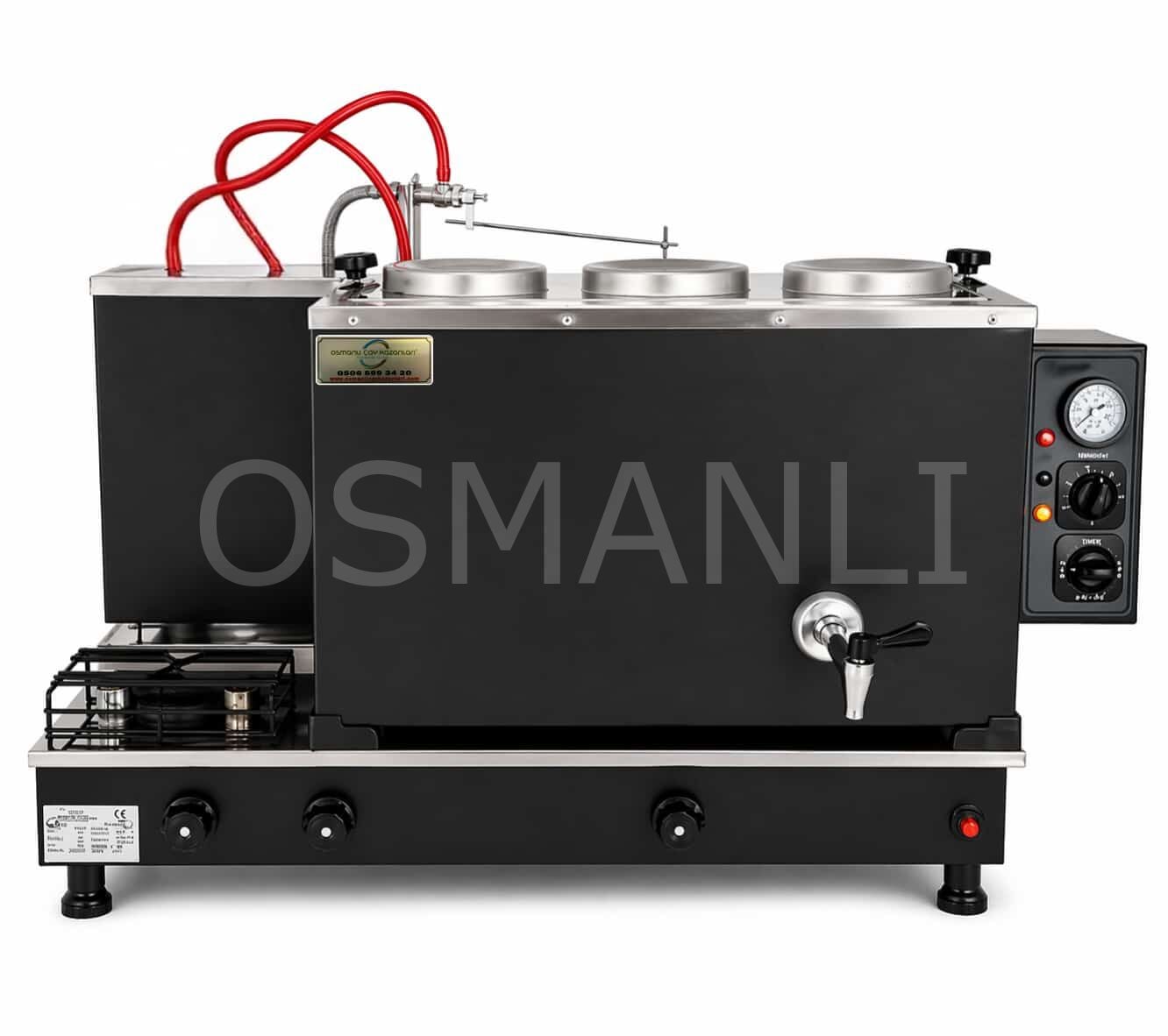 Sistem 3 Demlikli Siyah Çay Kazanı GAZ+ELK